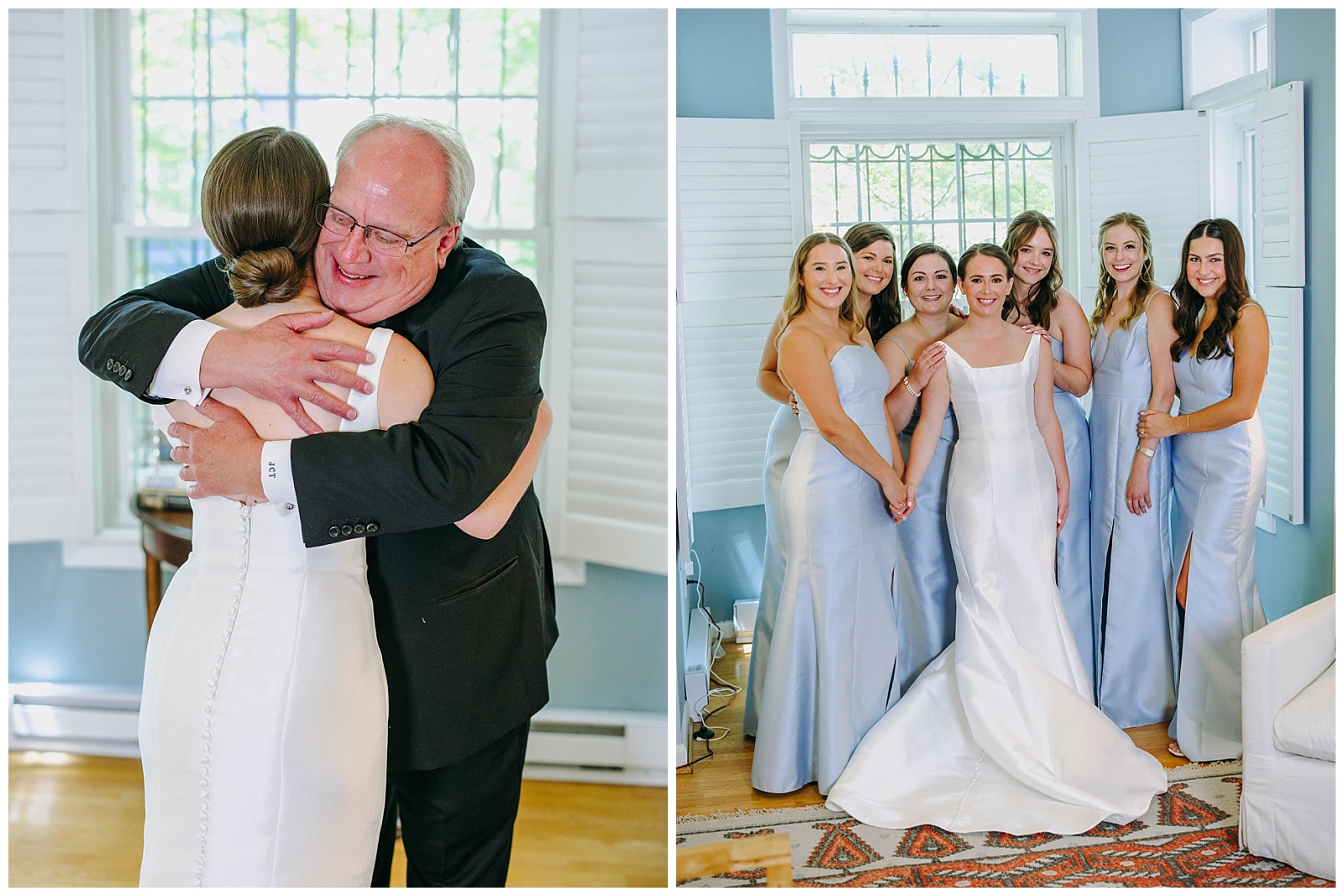 bride with bridal party and dad