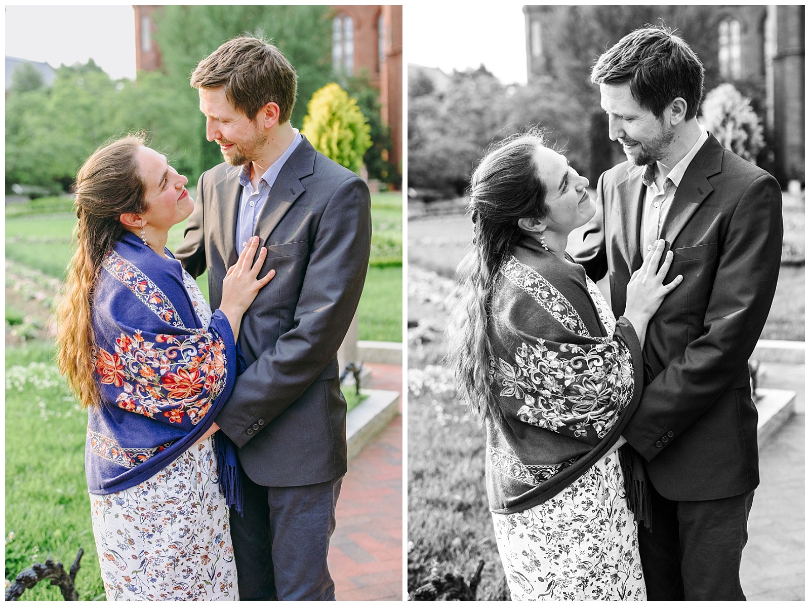 Couple smiling at Enid A. Haupt Garden