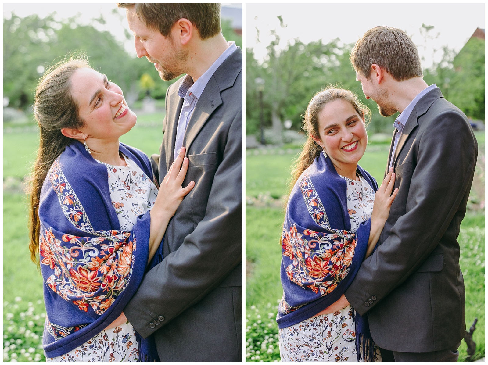 Couple holding each other at Enid A. Haupt Garden