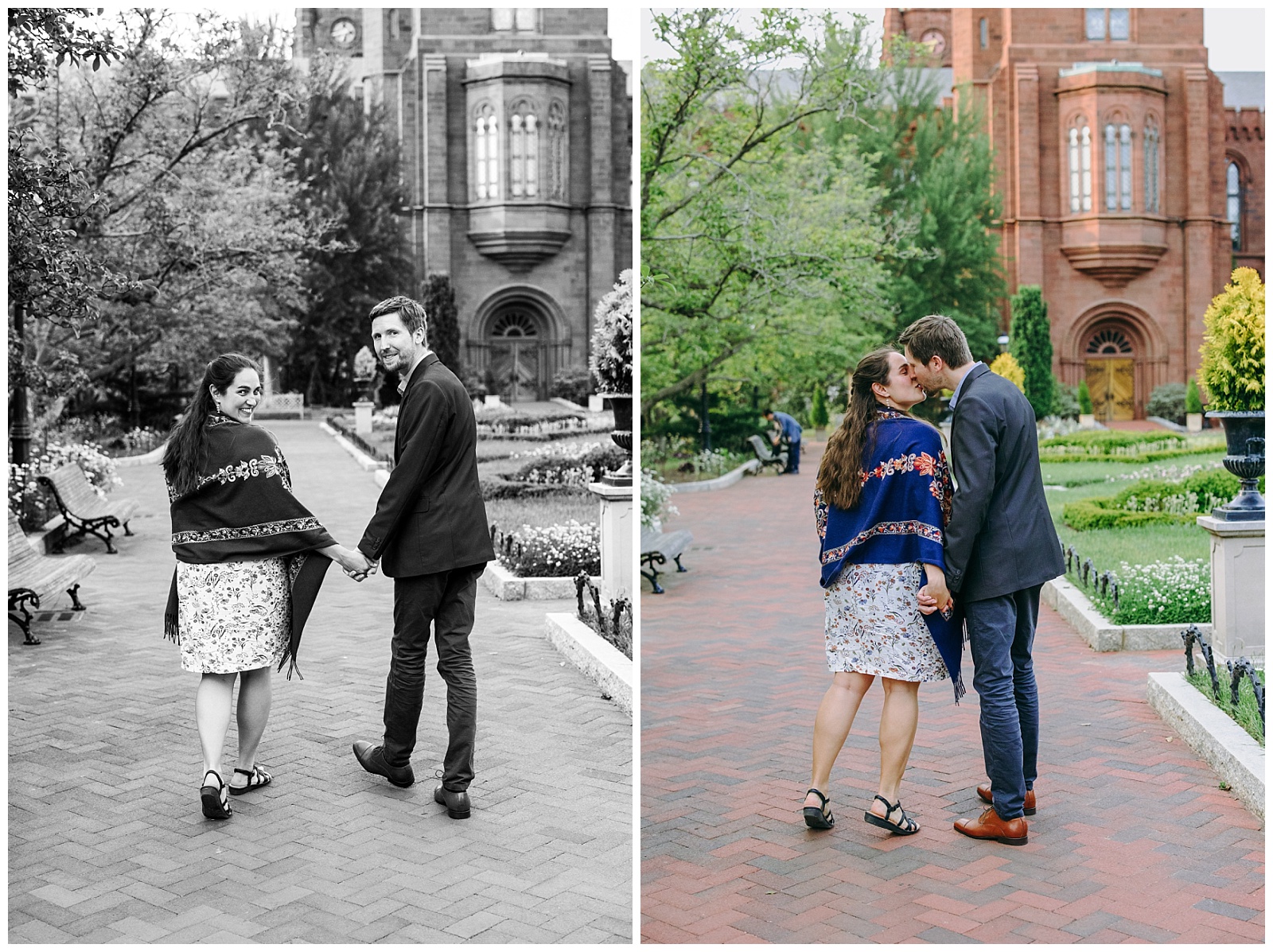 couple holding hands at Enid A. Haupt Garden