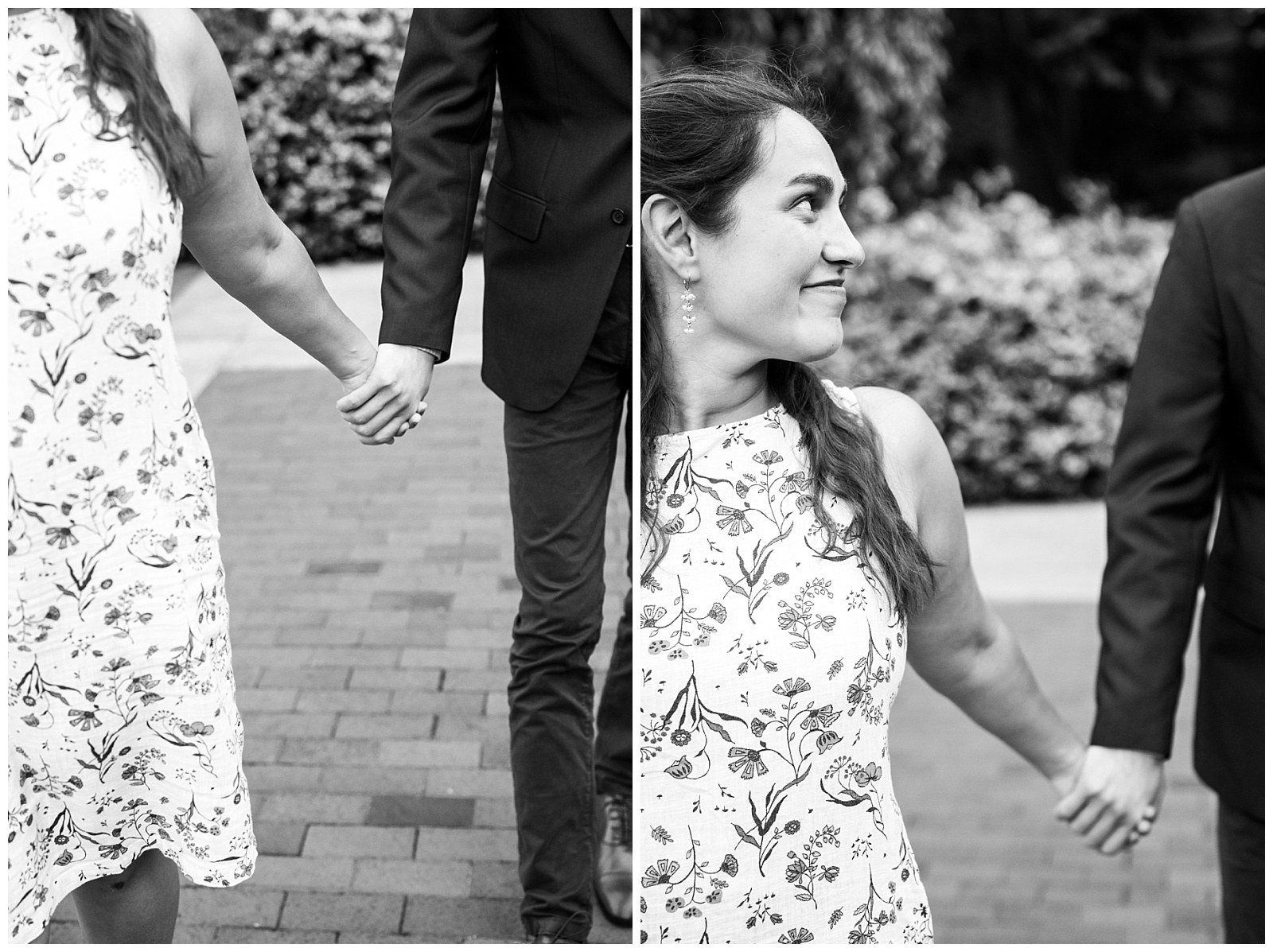 engaged couple at Enid A. Haupt Garden photo session