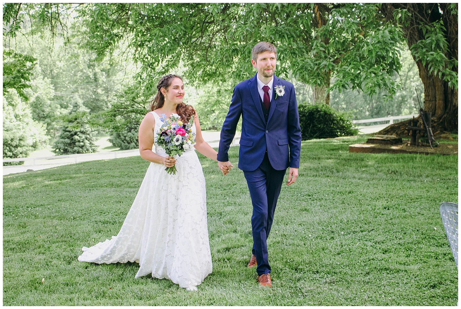 bride and groom garden wedding in virginia