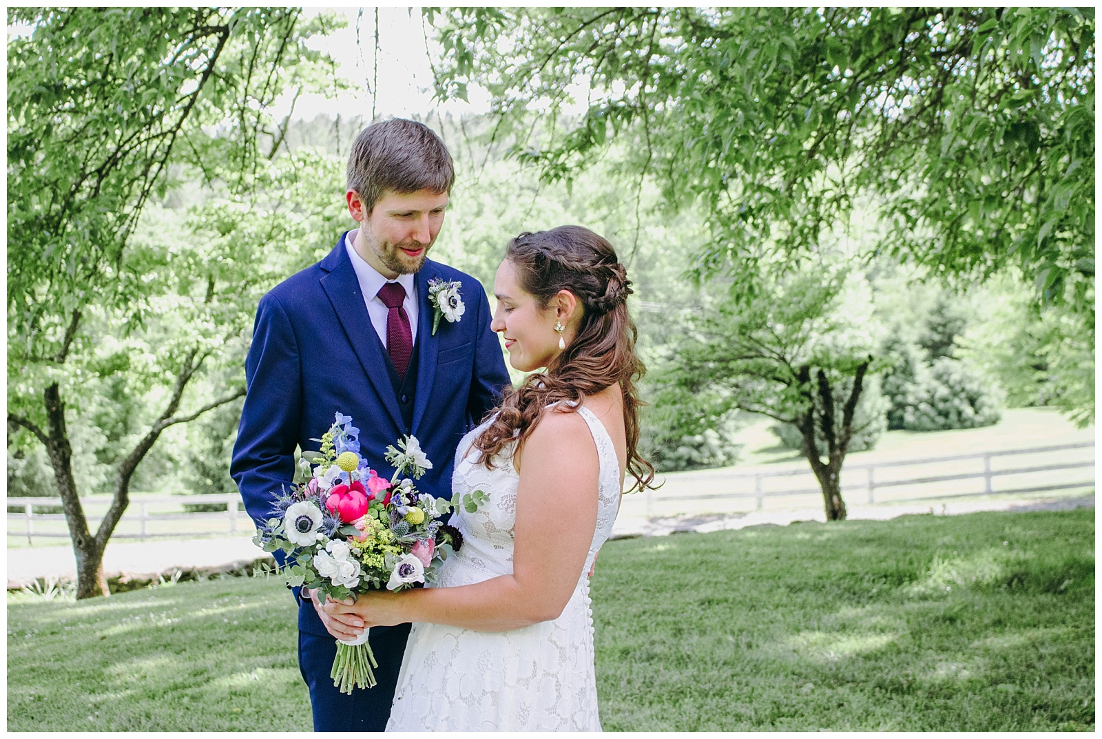 bride and groom garden wedding in virginia