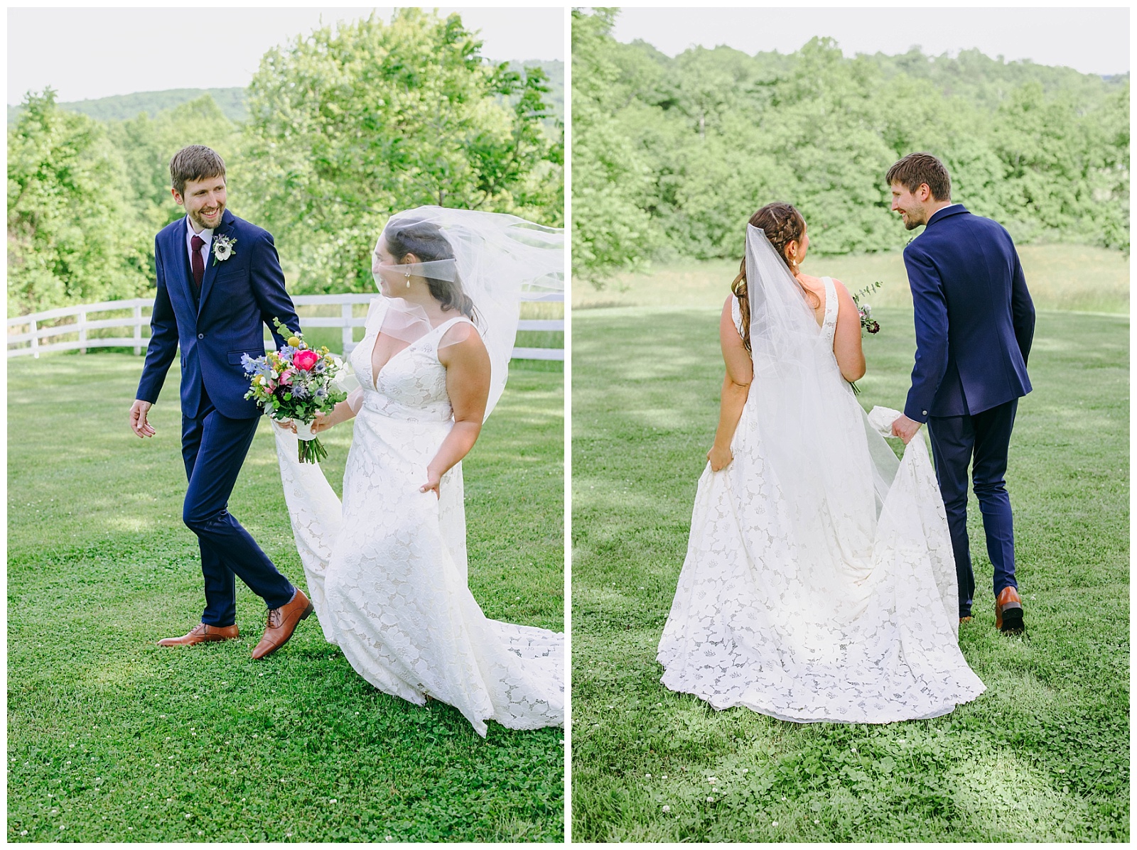 bride and groom garden wedding in virginia