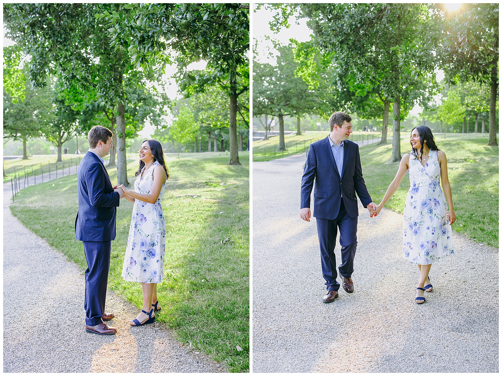 couple walking at their National Mall Engagement Photos