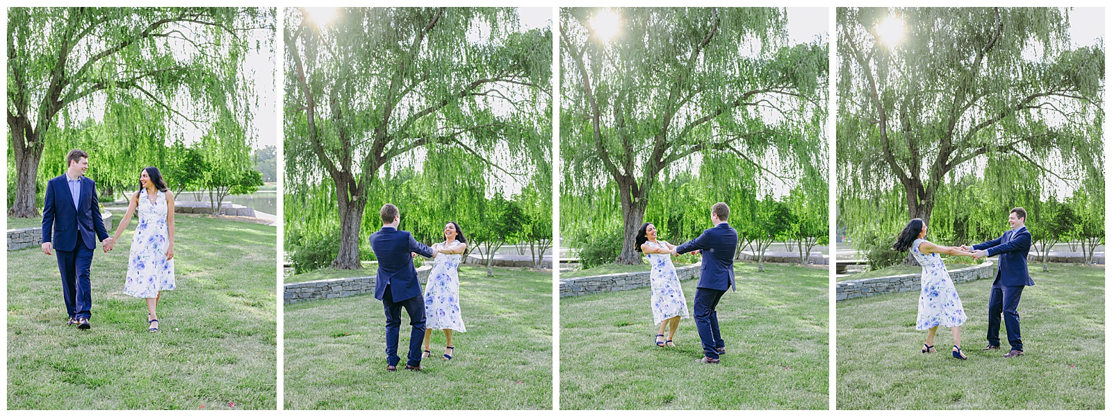 National Mall Engagement Photos couples spinning