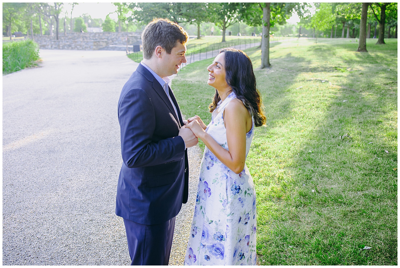 Mall Engagement Photos couple holding hands