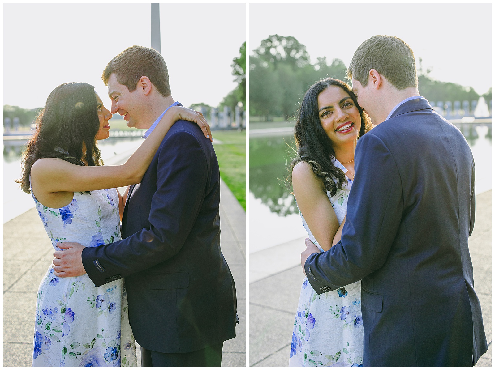 National Mall Engagement Photos close of of couple