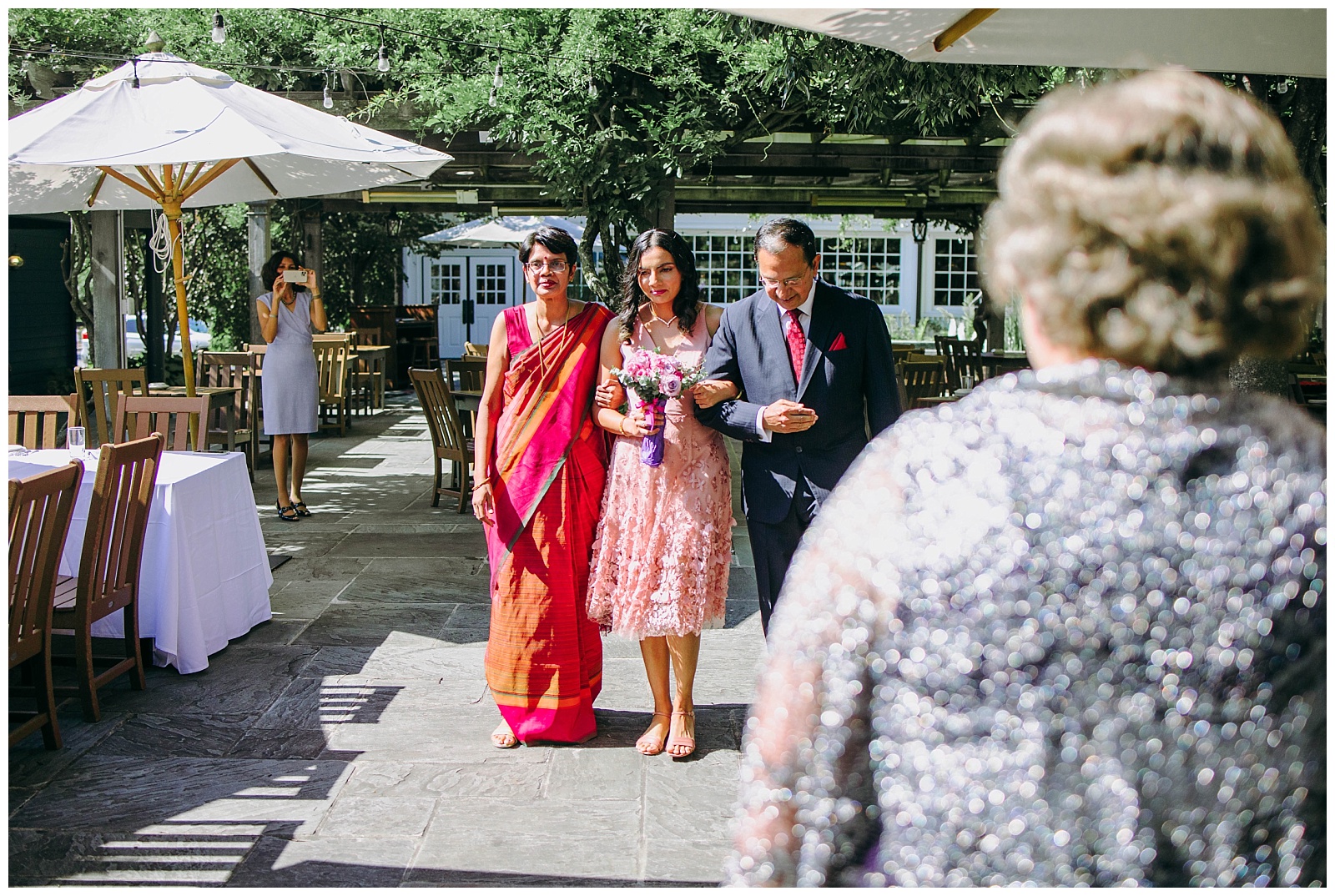 small wedding in virginia bride being walked down the aisle