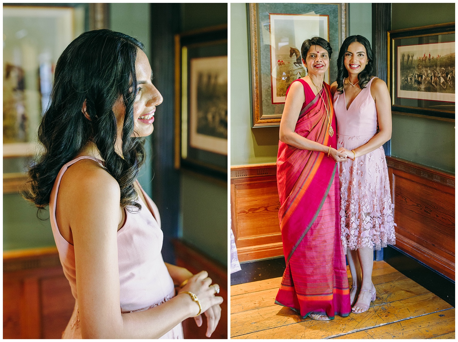 bride getting ready with mother