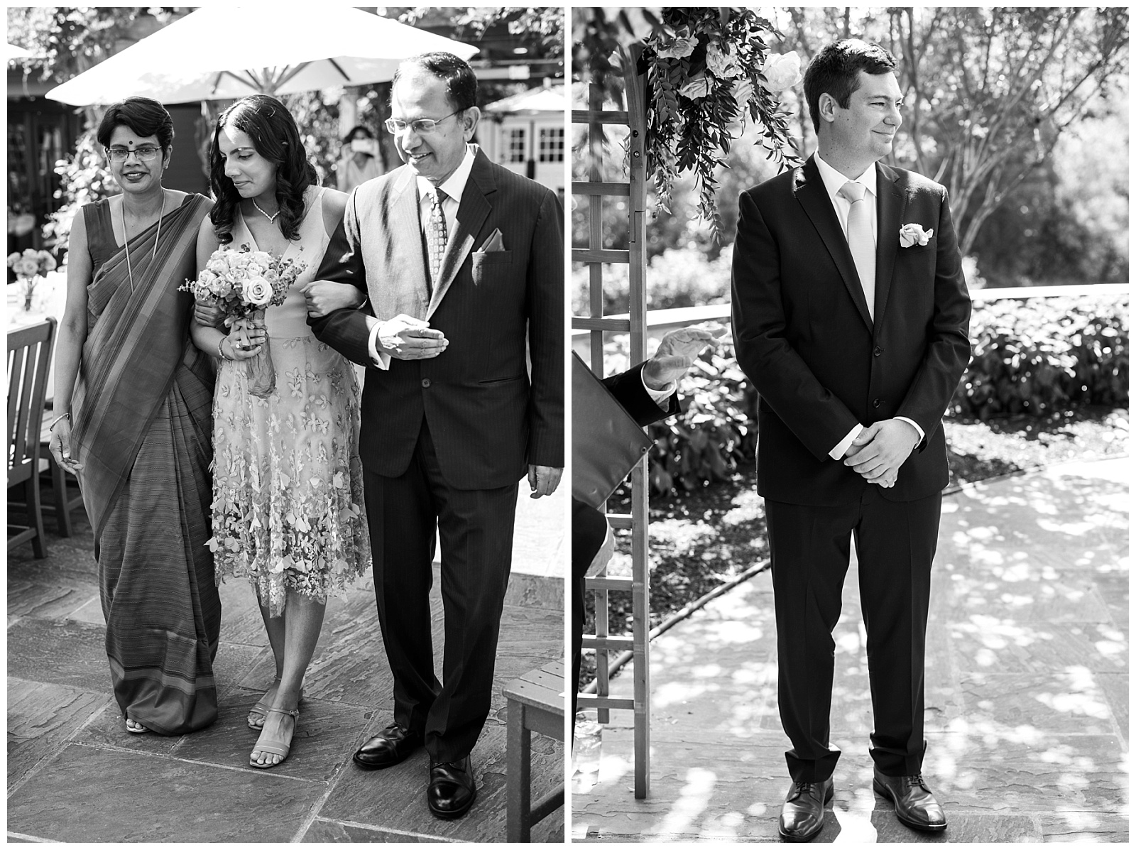 small wedding in virginia bride being walked down the aisle