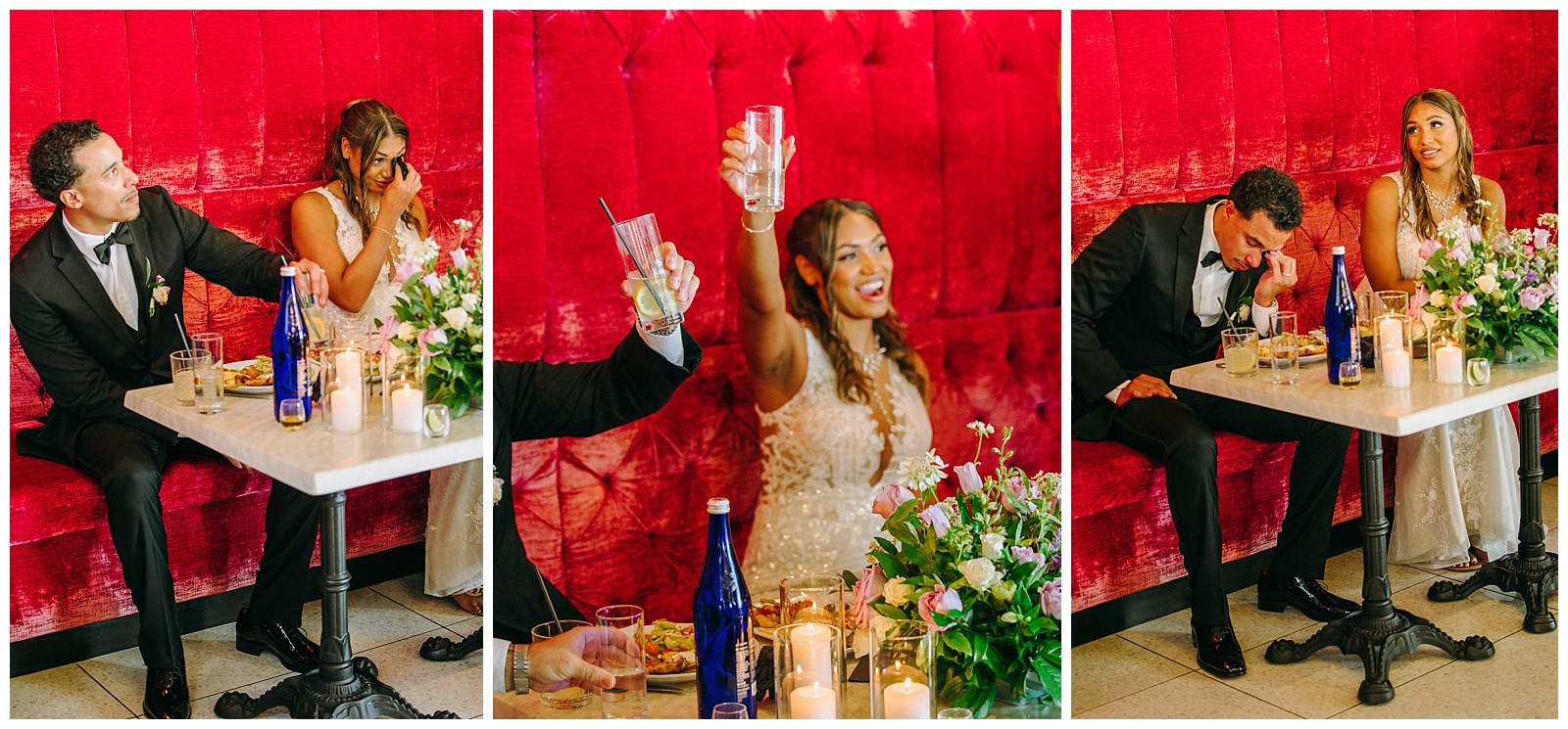 Bride and groom toast