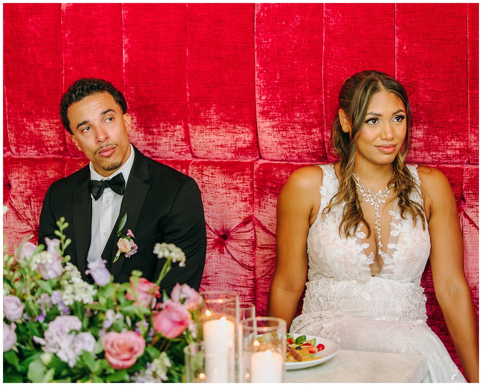 Bride and groom reaction to speeches