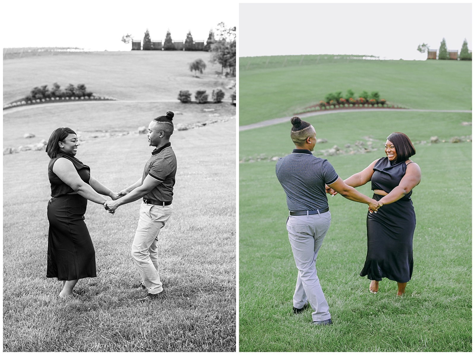 couple holding hands at Stone Tower Winery