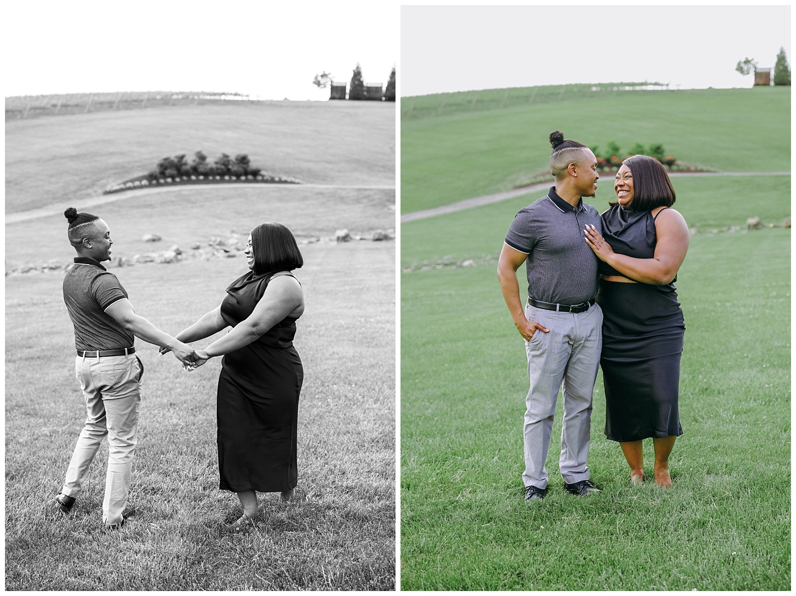 couple holding hands at Stone Tower Winery